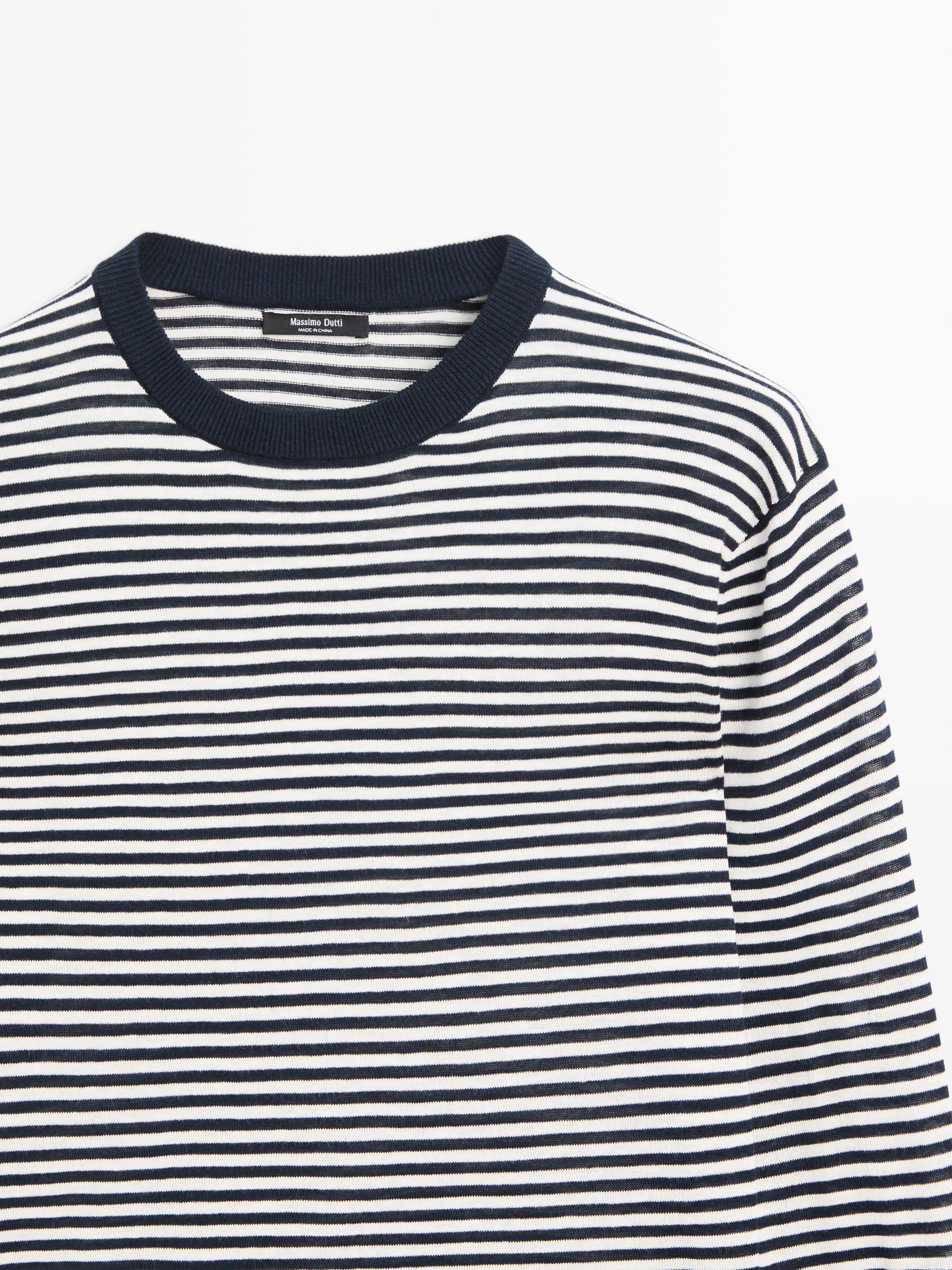 Pull en maille rayée coton et soie